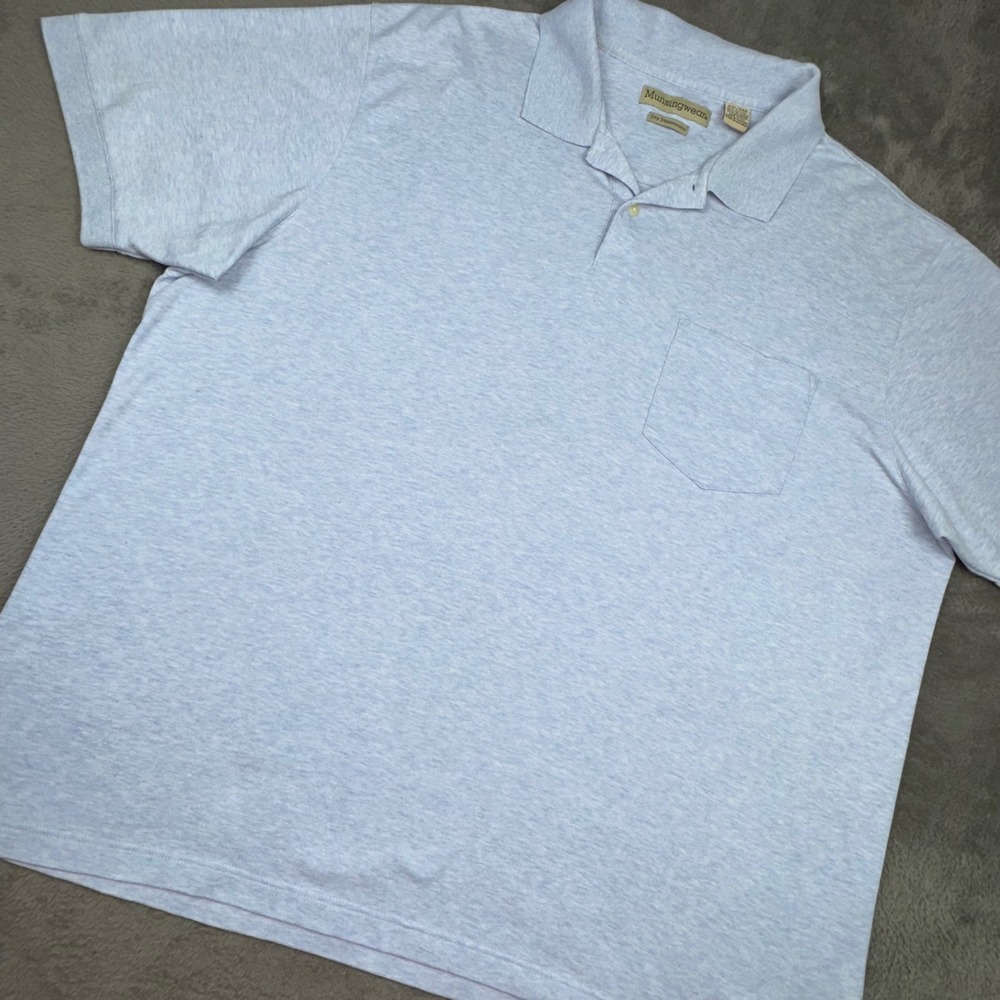 Munsingwear Polo Shirt Mens XXL Blue Good Short Sleeve Pocket Dry Dimensions